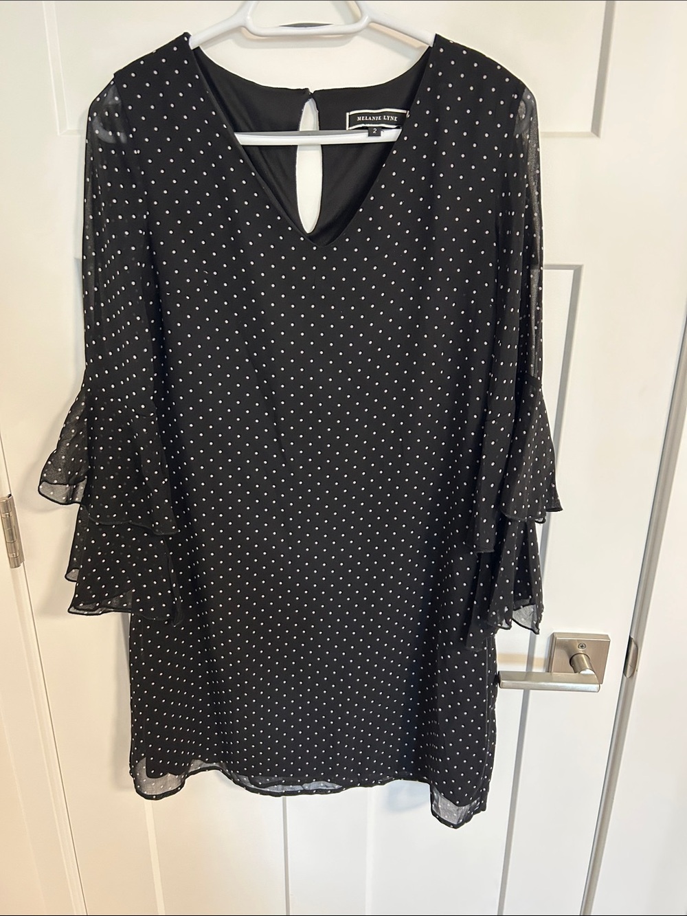 Melanie Lyne Black Polka Dot Long-Sleeve Tiered Sleeve Dress by Melanie Lynne